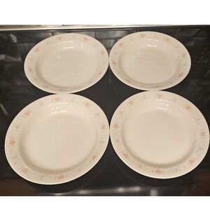 Corelle by Corning Pink Hearts Blue Floral Rimmed Soup Pasta Bowls Set of 4 USA
